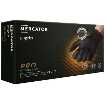 Gloves nitrile black M, 50 pcs Mercator GoGrip